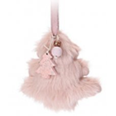 Χριστουγεννιάτικο Κρεμαστό Υφασμάτινο Δεντράκι, Ροζ (13cm)